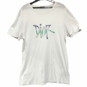 【中古】Dior 033J600D0589 ディオール × ショーン・ステューシー 20AW コラボ刺繍ロゴTシャツ 白 S 24012389 MK