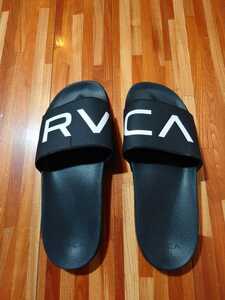 RVCA SLIDE SANDAL 26cm ブラック × ホワイト 新品 / ルーカ スライド シャワー ビーチ サンダル ブラック ホワイト 黒 白