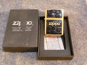 zippo ジッポー トカゲ革 黒 金 1991年製 年代物 ビンテージ