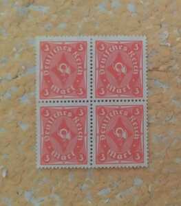 即決送無訳有未使用ドイツ早期郵便紋章切手4枚