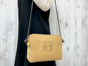 美品 LOEWE ロエベ ヴィンテージ ショルダーバッグ バッグ スエード×レザー 茶 79463Y