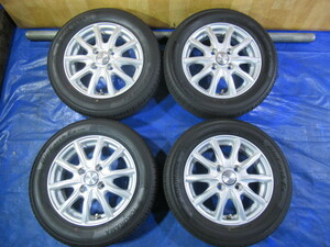 激安即決！weds JOKER 13-4B 4H/100 ET45 ＋ YOKOHAMA 155/65R13 2021年製 中古4本 ワゴンR ラパン アルト セルボ パレット ミラ T007708