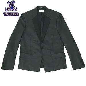 ◆大幅値下げ！★ほぼ美品★サンローラン パリ　Patterned blazer　テーラードジャケット　ブラック　サイズ46　中古A【辻屋質店A0295】