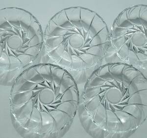 即決　昭和レトロ　当時物　日本製　ガラス食器　中皿　5枚セット　昭和40年代　70年代　レトロ