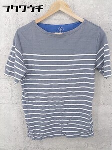 ◇ SHIPS シップス ボーダー 半袖 Tシャツ カットソー サイズL グレー レディース