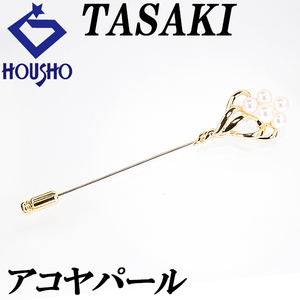 タサキ 田崎真珠 アコヤパール ピンブローチ 4.0-4.5mm K18YG 透かし TASAKI 送料無料 美品 中古 SH119401