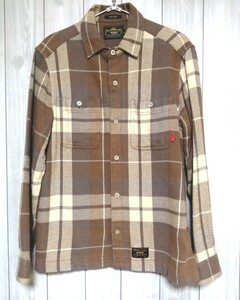 WTAPS ダブルタップス 12AW 122GWDT-SHM05 UNION L/S SHIRT COTTON ユニオン 長袖 チェック コットン シャツ ブラウン系 ネルシャツ