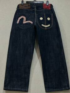 ※YAMANE ヤマネ LOT 1926 かもめピンク刺繍 セルビッチ デニムパンツ EVISU エヴィス エビス 濃紺 31 　　 BJBC.H