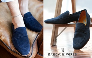 ナノユニバース nano・universe◆スウェードローファー【25cm】ネイビー