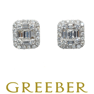 ダイヤ 0.175ct/0.175ct/0.205ct/0.205ct 2種カット ピアス K18WG GENJ