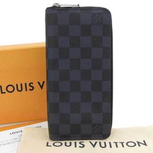 【本物保証】 箱・布袋付 超美品 ルイヴィトン LOUIS VUITTON ダミエ コバルト ジッピーウォレット ヴェルティカル ラウンドファスナー財布