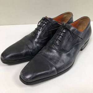 【SANTONI サントーニ】ストレートチップ ドレスシューズ ブラック 革靴 レザー 7 1/2 イタリー製