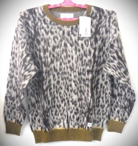 WACKOMARIA /LEOPARD MOHAIR CREW NECK SWEATER (WHITE）[23SS-WMK-KN07]