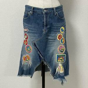 00s HYSTERIC GLAMOUR ワッペン デニム ミニ スカート Mサイズ ヒステリックグラマー ヒッピー リメイク風 Y2K VINTAGE archive 4080422