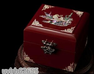 人気美品★漆器 天然シェル 木製 純手作り製作真珠層ラッカー貝殻ジュエリーボックス宝石箱結婚アクセサリーケース箱多層