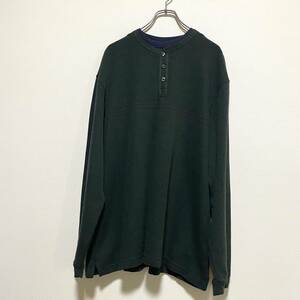 アメリカ古着　HAGGAR サーマルカットソー　ヘンリーネック　ワッフル　長袖　Tシャツ　ロンT　XXL ビッグサイズ　【P398】