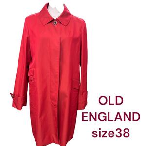 美品　オールドイングランド　コットン　印象的な赤い　トレンチコート　38　M4I619　OLD ENGLAND　M、9号　レッド