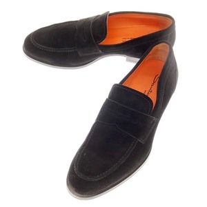 【中古】サントーニ Santoni スエード コインローファー ブラック【サイズ8 1/2】