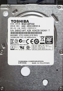 TOSHIBA MQ01ABF032 2.5インチ 7mm SATA600 320GB 61回 16515時間