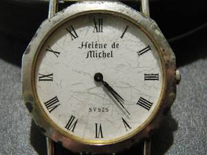 ■□Helene de Michel ヘレンミッシェル クォーツ SV925 銀無垢ケース 腕時計 ヘッドのみ　/BC27Yo□■