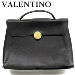 VALENTINO ヴァレンティノ　メダル金具　ハンドバッグ　ブリーフケース　黒