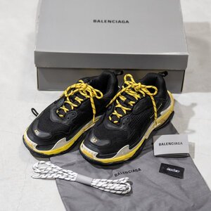 定価１５万程　美品　BALENCIAGA TRIPLE S TRAINERS トリプルエスレースアップスニーカー　ヴィンテージ加工　Black Yello　42　27.5