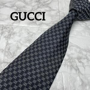 ★GUCCI グッチ　ネクタイ　GG柄　総柄　マイクロ　ミニ　ネイビー