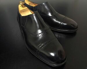 フェラガモ 6.5EE Ferragamo 最上位ライン トラメッザ ショートサイドゴア ドレススリッポン 黒 9454