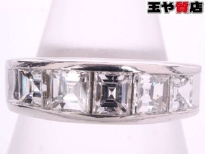 バケットカットダイヤ1.0ct 一文字 リング 11.5号 pt900 プラチナ