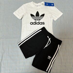 新品 定価6270円　アディダス オリジナルス トレフォイル　半袖 Tシャツ ハーフ　パンツ セット　130 adidas コットン100% HK2968