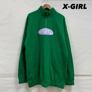 エックスガール 22SS ハーフジップ スウェット 105221041003 BASIC OVAL LOGO HALF ZIP SWEAT トレーナー トレーナー M