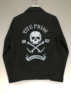 未使用タグ付 CROWS×WORST 4th SKULL WORKS × 九能龍信 コラボ MCキャンバスジャケット サイズL 九能龍信同型 黒 武装戦線 児島ジーンズ