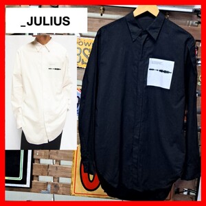 定価4.4万　JULIUS　ユリウス　シャープドノイズ　プリント　長袖　ロングシャツ　2　ブラック