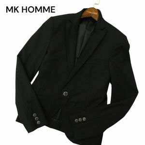 MK HOMME ミッシェルクラン オム 通年 背抜き★ 1B テーラード ジャケット ブレザー Sz.46　メンズ 黒　A4T04198_4#O