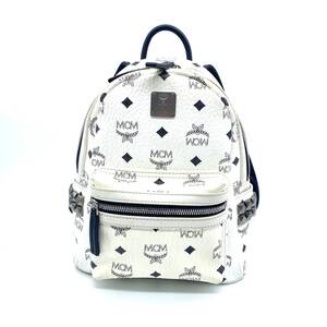 MCM Visetos Side Studs Backpack White MINI / エムシーエム ヴィセトス柄 バックパック