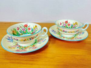 ★数が減ってます★ ウェッジウッド プレーリー フラワーズ カップ & ソーサー 2客 Wedgewood Prairie Flowers エナメル 茶壷 廃版