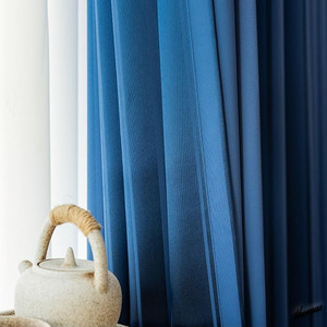 ◆光沢感のあるストライプデザイン◆ ドレープカーテン 100×110cm ロイヤルブルー 1級遮光 3層構造 洗える インテリア 新生活 模様替