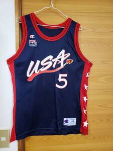 レア Champion USA Olympic GRANT HILL Jersey Size Adult 44 / グラント ヒル #5 ヴィンテージ NBA 