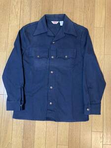 70s USA製 LEVIS 60517-4418 ウエスタンシャツ S BIGE ビッグE ネイビー 紺 リーバイス ビンテージ