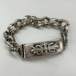 427◎1円スタート◎CHROME HEARTS クロムハーツ フローラルクロス ID ファンシー ブレスレット 925 シルバー インボイスなし 【147222】