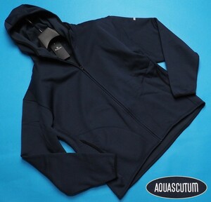 新品定価1.7万円 Aquascutum LONDON アクアスキュータム 裏起毛 ハイブリッド フーデッド フリースL紺(37) 0126212074