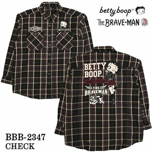 The BRAVE-MAN × BETTY BOOP ベティ ブープ 【定価￥15800＋税】 オーバーサイズシャツ BBB-2347 CHECK サイズ XL