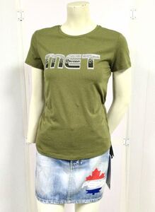 新品「MET」“M4-JEM-AG”ロゴプリント×ラインストーン チャーム付き 半袖 Tシャツ SIZE:S