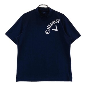 【1円】CALLAWAY キャロウェイ 2022年モデル モックネック 半袖Tシャツ ロゴ ネイビー系 3L [240101298447]