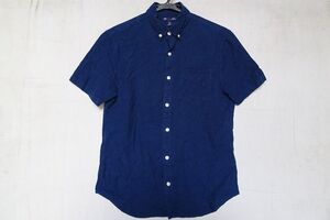 Gap/ギャップ/半袖ボタンダウンシャツ/SLIM FIT/綿・麻混素材/洗いざらしたような生地感/紺/ネイビー/Sサイズ(7/17R6)