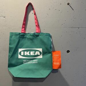 【タイ限定】IKEA イケア Sukhumvit スクンビット 店限定 トートバッグ エコバッグ ショッピングバッグ 緑 グリーン×ピンク 店舗限定品