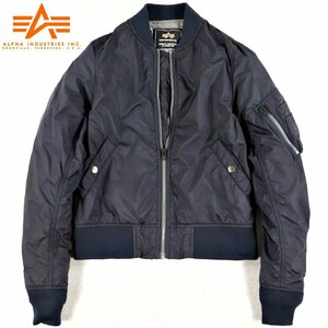 ★相場価格￥20,080- 美品 ALPHA INDUSTRIES アルファ TYPE L-2A ナイロンタフタ フライトジャケット 紺 ネイビー M ブルゾン MA-1