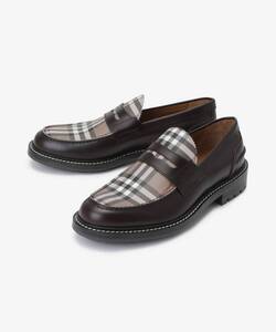 名作 BURBERRY VINTAGE CHECK LOAFERS ノバチェック ヴィンテージ レザー コイン ローファー ITCALLAN97MON バーバリー