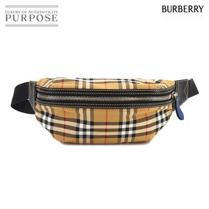 未使用 展示品 バーバリー BURBERRY ヴィンテージチェック ボディ バッグ ウエストポーチ ナイロン レザー ベージュ 80055211 90260274