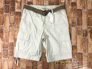 新品タグ付き！UNIQLO ユニクロ メンズ ベルト付き カーゴハーフパンツ M アイボリー